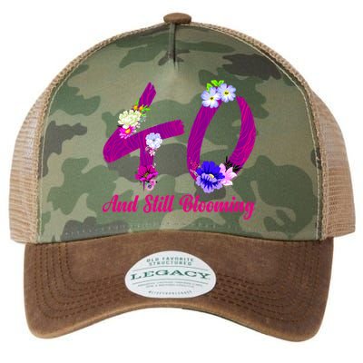 Still Blooming 40th Birthday Flowers Legacy Tie Dye Trucker Hat