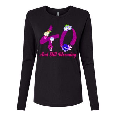 Still Blooming 40th Birthday Flowers Womens Cotton Relaxed Long Sleeve T-Shirt