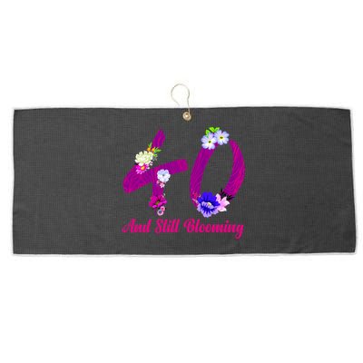 Still Blooming 40th Birthday Flowers Large Microfiber Waffle Golf Towel