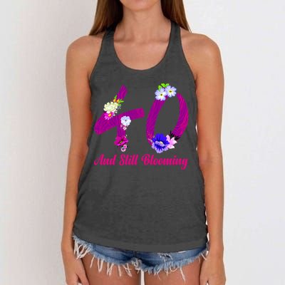 Still Blooming 40th Birthday Flowers Women's Knotted Racerback Tank