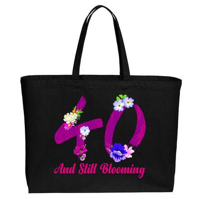 Still Blooming 40th Birthday Flowers Cotton Canvas Jumbo Tote