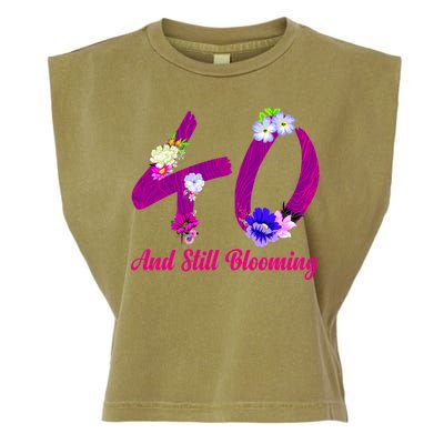 Still Blooming 40th Birthday Flowers Garment-Dyed Women's Muscle Tee