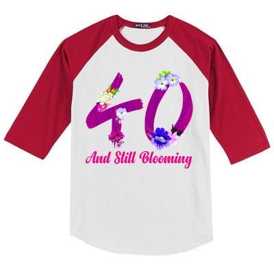 Still Blooming 40th Birthday Flowers Kids Colorblock Raglan Jersey