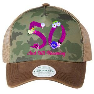 Still Blooming 50th Birthday Flowers Legacy Tie Dye Trucker Hat