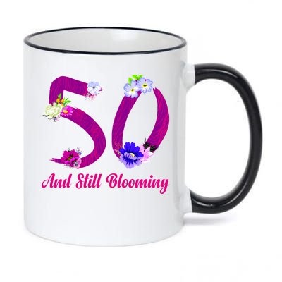 Still Blooming 50th Birthday Flowers 11oz Black Color Changing Mug