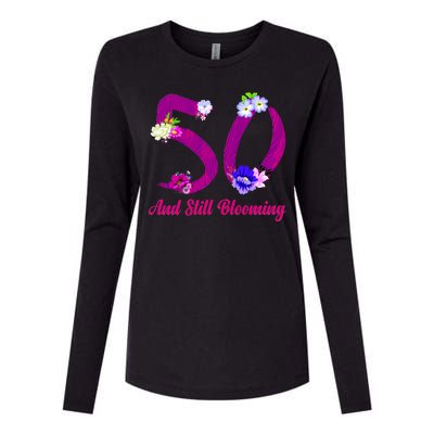 Still Blooming 50th Birthday Flowers Womens Cotton Relaxed Long Sleeve T-Shirt