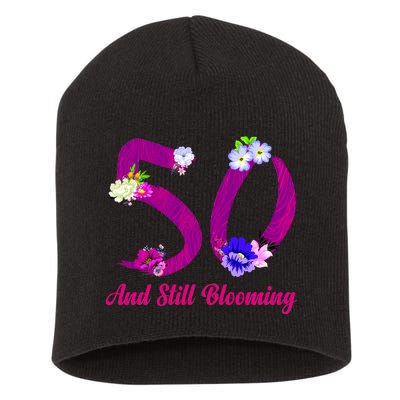 Still Blooming 50th Birthday Flowers Short Acrylic Beanie