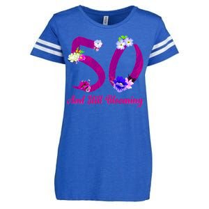 Still Blooming 50th Birthday Flowers Enza Ladies Jersey Football T-Shirt