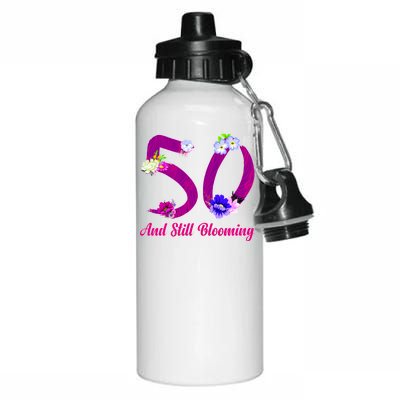 Still Blooming 50th Birthday Flowers Aluminum Water Bottle 