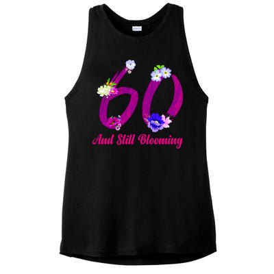 Still Blooming 60th Birthday Flowers Ladies PosiCharge Tri-Blend Wicking Tank