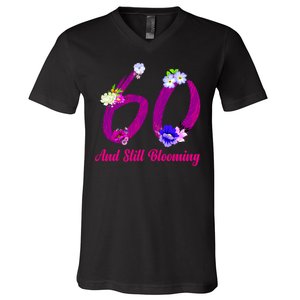 Still Blooming 60th Birthday Flowers V-Neck T-Shirt