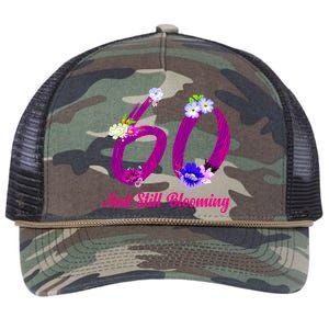 Still Blooming 60th Birthday Flowers Retro Rope Trucker Hat Cap