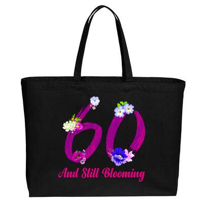 Still Blooming 60th Birthday Flowers Cotton Canvas Jumbo Tote