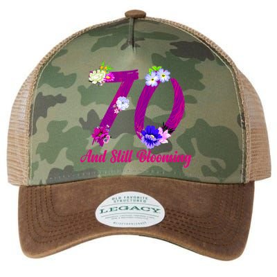 Still Blooming 70th Birthday Flowers Legacy Tie Dye Trucker Hat