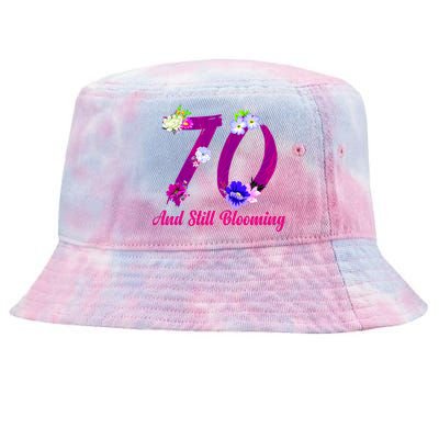 Still Blooming 70th Birthday Flowers Tie-Dyed Bucket Hat