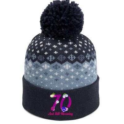 Still Blooming 70th Birthday Flowers The Baniff Cuffed Pom Beanie