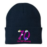 Still Blooming 70th Birthday Flowers Knit Cap Winter Beanie