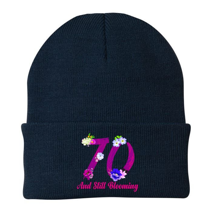 Still Blooming 70th Birthday Flowers Knit Cap Winter Beanie