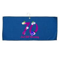 Still Blooming 70th Birthday Flowers Large Microfiber Waffle Golf Towel