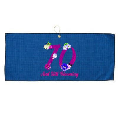 Still Blooming 70th Birthday Flowers Large Microfiber Waffle Golf Towel