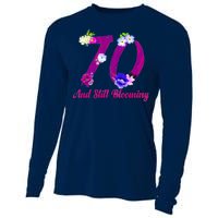 Still Blooming 70th Birthday Flowers Cooling Performance Long Sleeve Crew