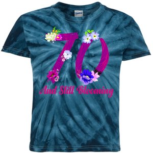 Still Blooming 70th Birthday Flowers Kids Tie-Dye T-Shirt