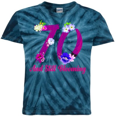 Still Blooming 70th Birthday Flowers Kids Tie-Dye T-Shirt