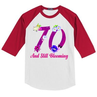 Still Blooming 70th Birthday Flowers Kids Colorblock Raglan Jersey