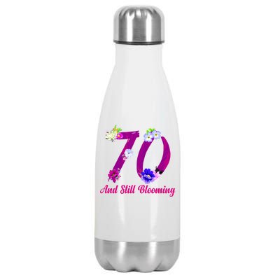 Still Blooming 70th Birthday Flowers Stainless Steel Insulated Water Bottle