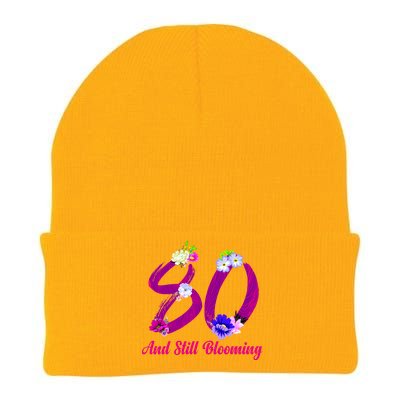 Still Blooming 80th Birthday Flowers Knit Cap Winter Beanie