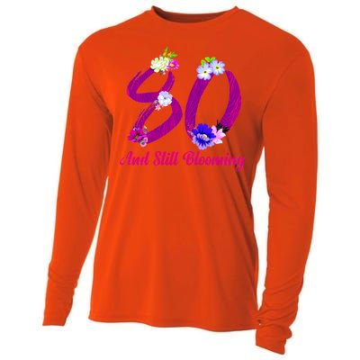 Still Blooming 80th Birthday Flowers Cooling Performance Long Sleeve Crew