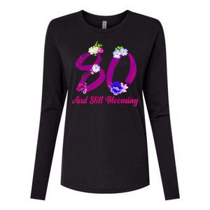 Still Blooming 80th Birthday Flowers Womens Cotton Relaxed Long Sleeve T-Shirt