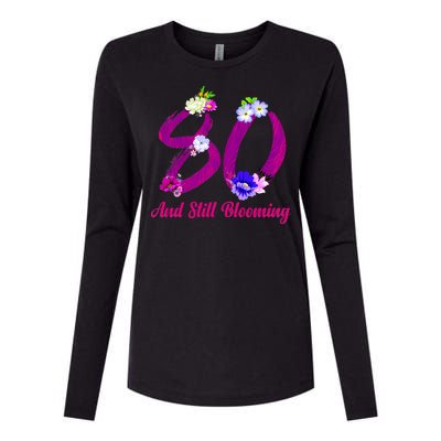 Still Blooming 80th Birthday Flowers Womens Cotton Relaxed Long Sleeve T-Shirt