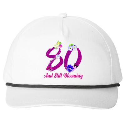 Still Blooming 80th Birthday Flowers Snapback Five-Panel Rope Hat