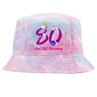 Still Blooming 80th Birthday Flowers Tie-Dyed Bucket Hat