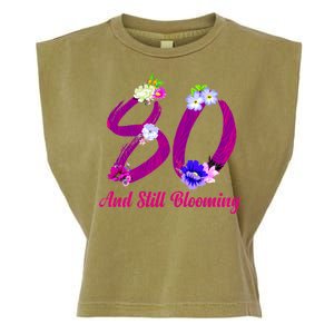 Still Blooming 80th Birthday Flowers Garment-Dyed Women's Muscle Tee