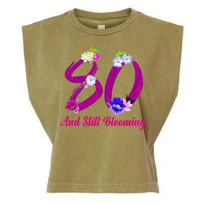 Still Blooming 80th Birthday Flowers Garment-Dyed Women's Muscle Tee