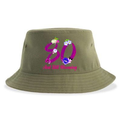 Still Blooming 80th Birthday Flowers Sustainable Bucket Hat