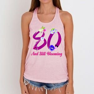 Still Blooming 80th Birthday Flowers Women's Knotted Racerback Tank