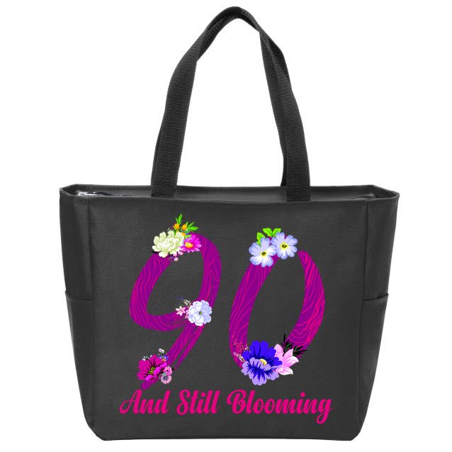 Still Blooming 90th Birthday Flowers Zip Tote Bag