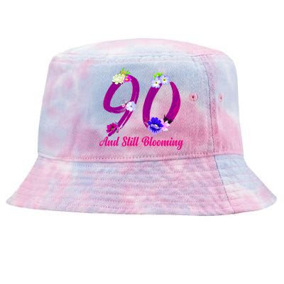 Still Blooming 90th Birthday Flowers Tie-Dyed Bucket Hat