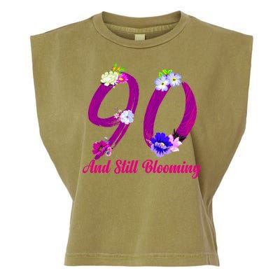 Still Blooming 90th Birthday Flowers Garment-Dyed Women's Muscle Tee