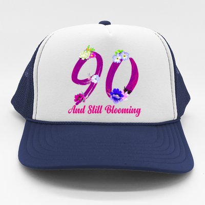 Still Blooming 90th Birthday Flowers Trucker Hat