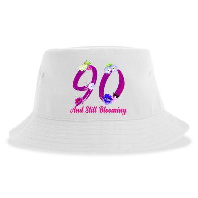 Still Blooming 90th Birthday Flowers Sustainable Bucket Hat