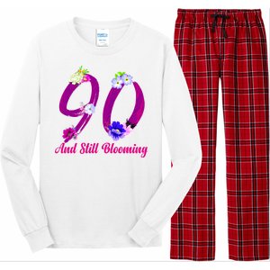 Still Blooming 90th Birthday Flowers Long Sleeve Pajama Set