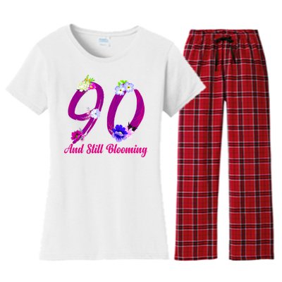 Still Blooming 90th Birthday Flowers Women's Flannel Pajama Set