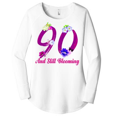 Still Blooming 90th Birthday Flowers Women's Perfect Tri Tunic Long Sleeve Shirt