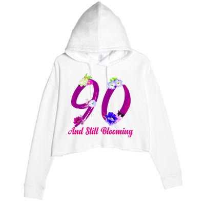 Still Blooming 90th Birthday Flowers Crop Fleece Hoodie