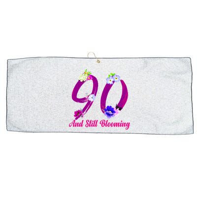 Still Blooming 90th Birthday Flowers Large Microfiber Waffle Golf Towel