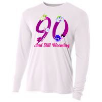 Still Blooming 90th Birthday Flowers Cooling Performance Long Sleeve Crew